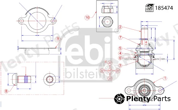 febi bilstein 185474 — Inner Tie Rod