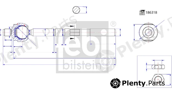 febi bilstein 186318 — Inner Tie Rod