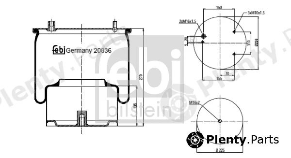 febi bilstein 20836 — Bellow, air suspension