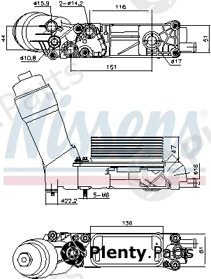 Nissens 91335 — Oil Cooler, engine oil