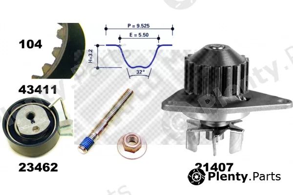 Mapco 41411 — Water Pump & Timing Belt Kit