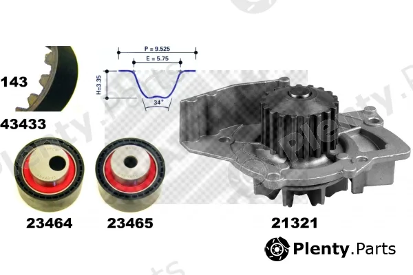 Mapco 41433 — Water Pump & Timing Belt Kit