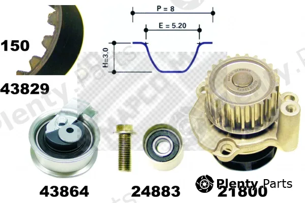 Mapco 41901 — Water Pump & Timing Belt Kit