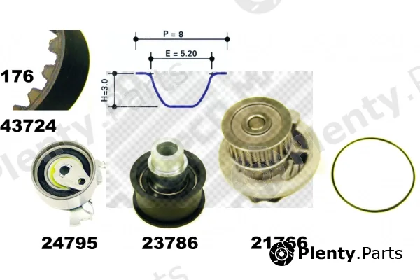 Mapco 41724 — Water Pump & Timing Belt Kit