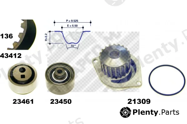 Mapco 41412 — Water Pump & Timing Belt Kit