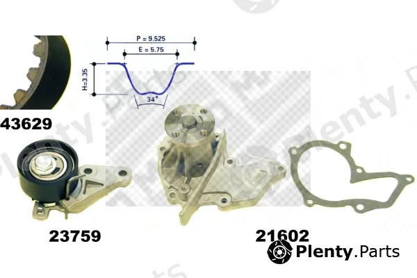 Mapco 41629 — Water Pump & Timing Belt Kit