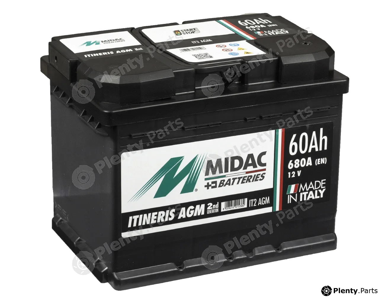 Midac IT2AGM — Starter Battery Midac Itineris AGM - Stop & Start - Absorptive glass mat