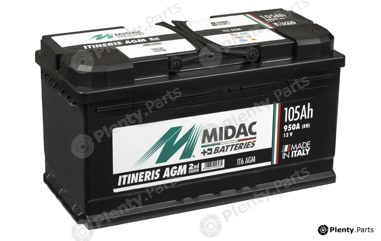 Midac IT6AGM — Starter Battery Midac Itineris AGM - Stop & Start - Absorptive glass mat