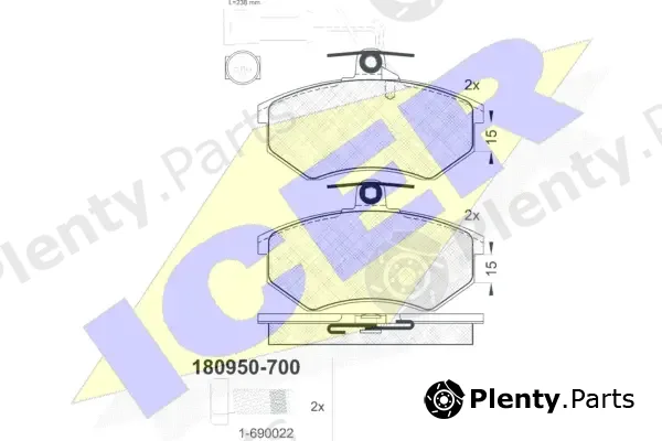 Icer 180950-700 — Brake Pad Set, disc brake