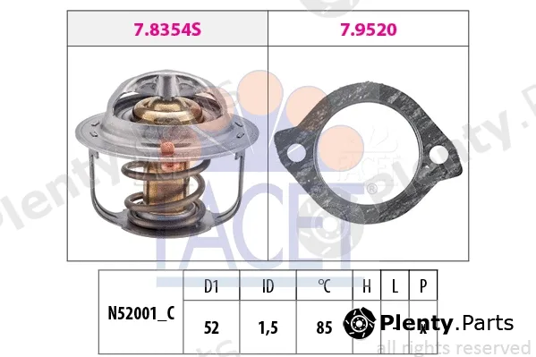 Facet 7.8354 — Thermostat, coolant Made in Italy - OE Equivalent