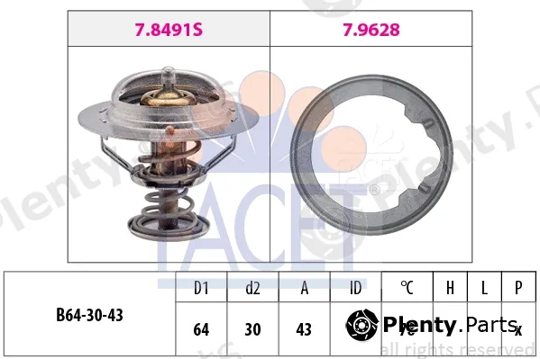 Facet 7.8496 — Thermostat, coolant Made in Italy - OE Equivalent