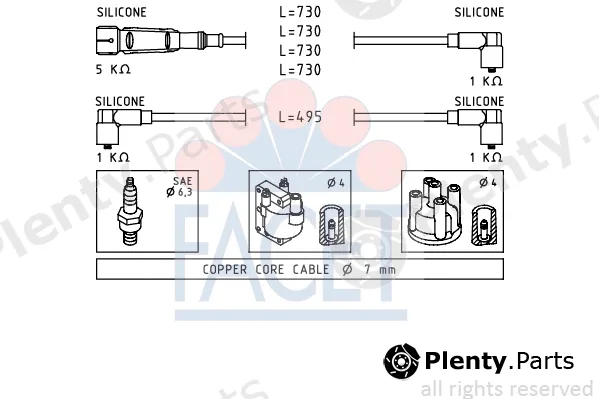 Facet 4.9518 — Ignition Cable Kit Made in Italy - OE Equivalent