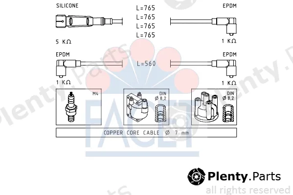 Facet 4.8727 — Ignition Cable Kit Made in Italy - OE Equivalent