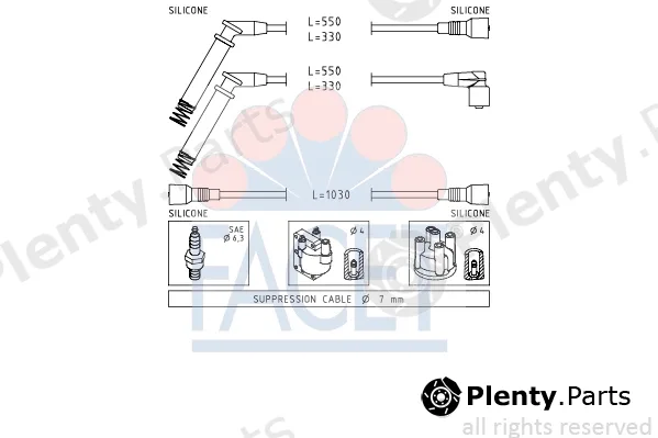 Facet 4.8689 — Ignition Cable Kit Made in Italy - OE Equivalent
