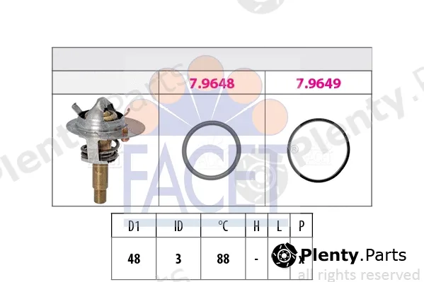 Facet 7.8609 — Thermostat, coolant Made in Italy - OE Equivalent