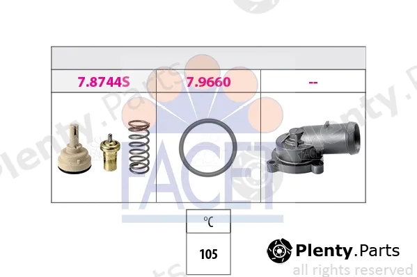 Facet 7.8744K — Thermostat, coolant Made in Italy - OE Equivalent
