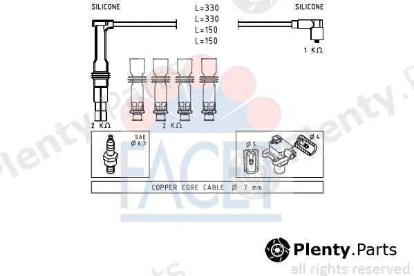 Facet 4.9608 — Ignition Cable Kit Made in Italy - OE Equivalent