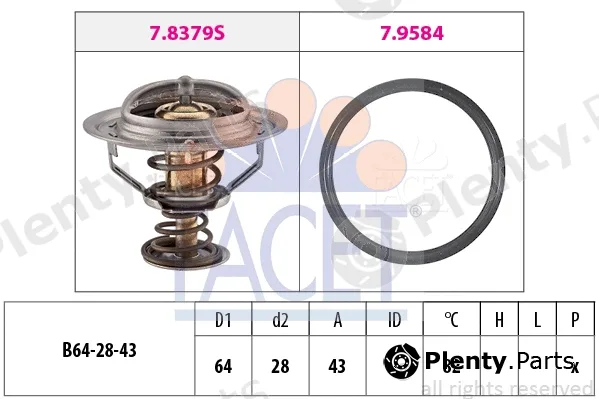 Facet 7.8649 — Thermostat, coolant Made in Italy - OE Equivalent