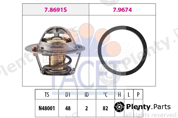 Facet 7.7999 — Thermostat, coolant Made in Italy - OE Equivalent
