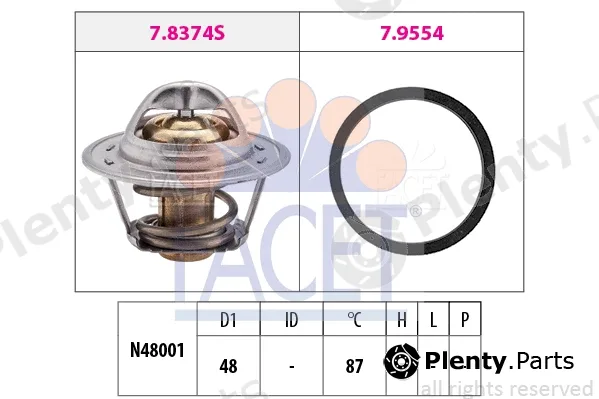 Facet 7.8374 — Thermostat, coolant Made in Italy - OE Equivalent