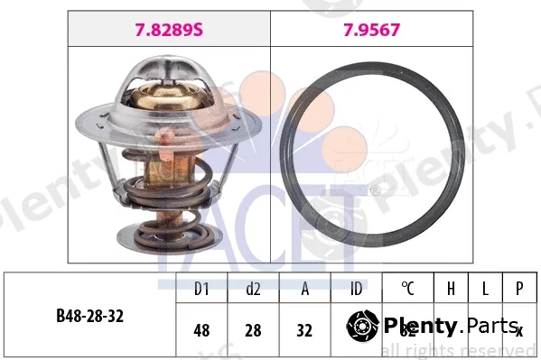 Facet 7.8289 — Thermostat, coolant Made in Italy - OE Equivalent
