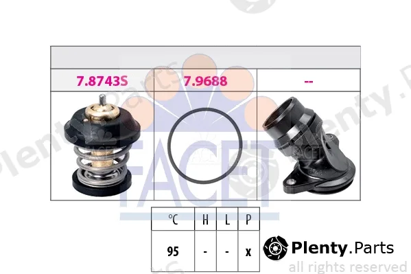 Facet 7.8743K — Thermostat, coolant Made in Italy - OE Equivalent