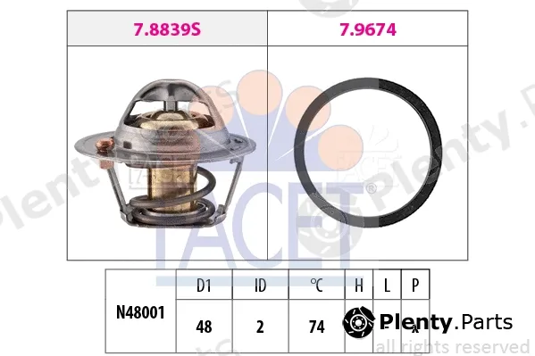 Facet 7.8839 — Thermostat, coolant Made in Italy - OE Equivalent