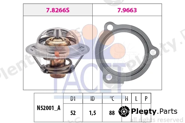 Facet 7.8647 — Thermostat, coolant Made in Italy - OE Equivalent