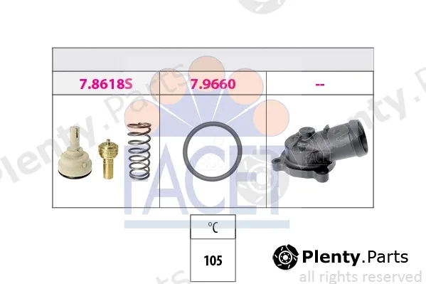 Facet 7.8619K — Thermostat, coolant Made in Italy - OE Equivalent