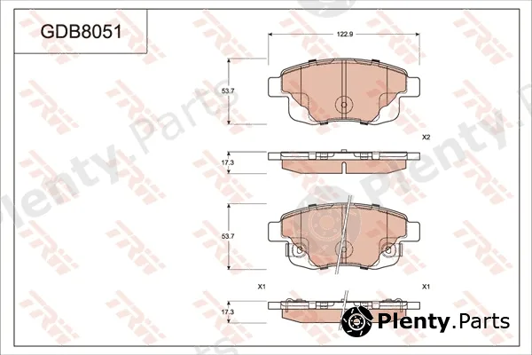 TRW GDB8051DT — Brake Pad Set, disc brake DTEC COTEC