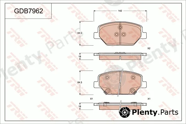 TRW GDB7962AT — Brake Pad Set, disc brake ATEC