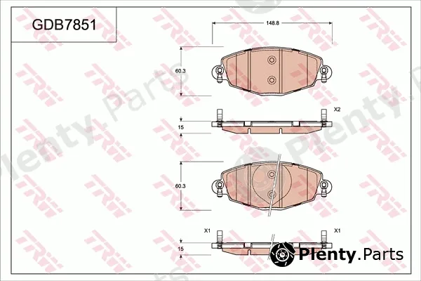 TRW GDB7851AT — Brake Pad Set, disc brake ATEC