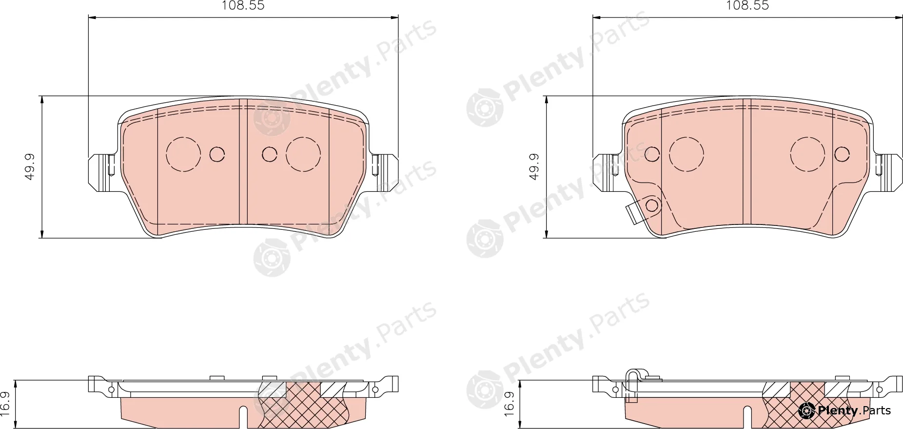 TRW GDB8385DT — Brake Pad Set, disc brake DTEC COTEC