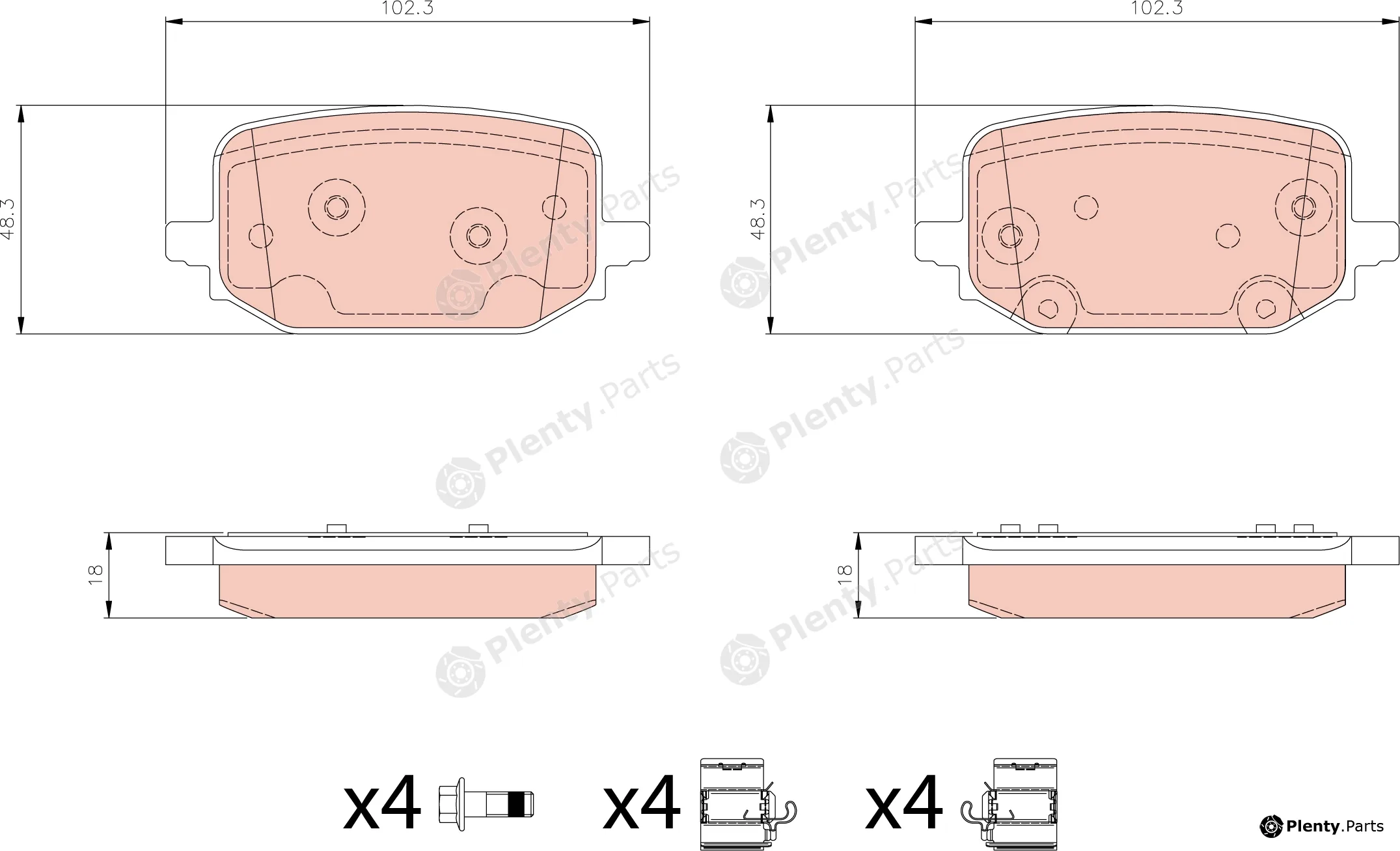 TRW GDB8413DT — Brake Pad Set, disc brake DTEC COTEC