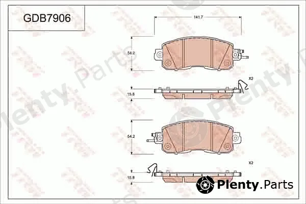 TRW GDB7906AT — Brake Pad Set, disc brake ATEC