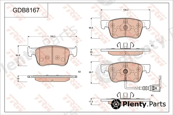 TRW GDB8167DT — Brake Pad Set, disc brake DTEC COTEC
