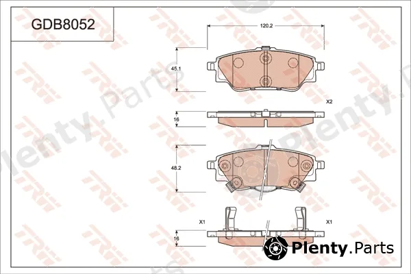 TRW GDB8052 — Brake Pad Set, disc brake
