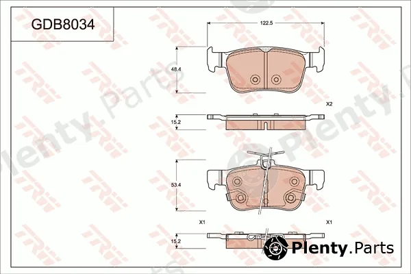 TRW GDB8034AT — Brake Pad Set, disc brake ATEC