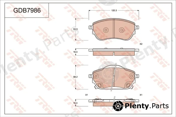 TRW GDB7986AT — Brake Pad Set, disc brake ATEC