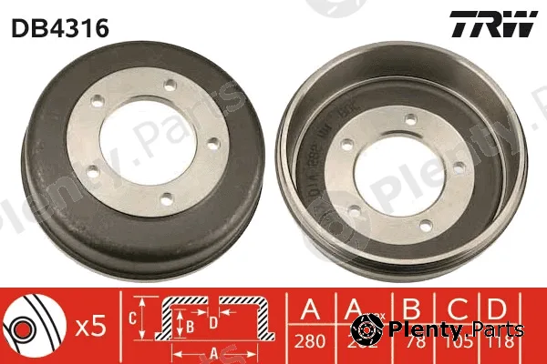 TRW DB4316 — Brake Drum
