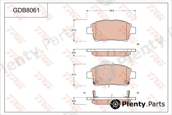 TRW GDB8061AT — Brake Pad Set, disc brake ATEC
