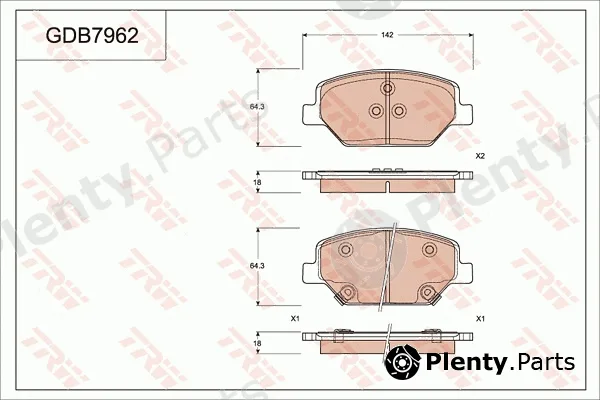 TRW GDB7962 — Brake Pad Set, disc brake
