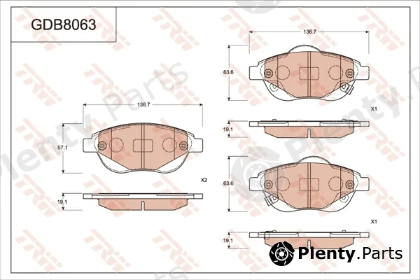TRW GDB8063 — Brake Pad Set, disc brake