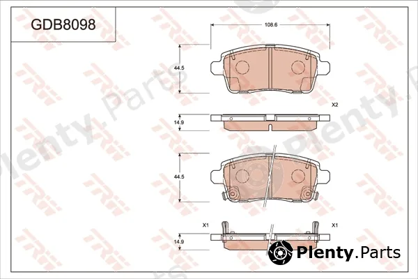 TRW GDB8098AT — Brake Pad Set, disc brake ATEC