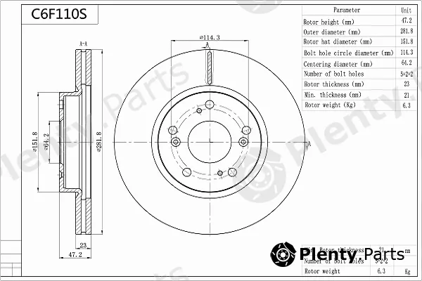 Aisin C6F110S — Brake Disc Premium ADVICS by AISIN