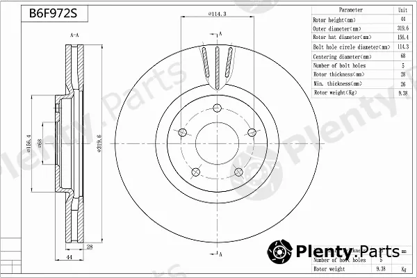 Aisin B6F927S — Brake Disc Premium ADVICS by AISIN
