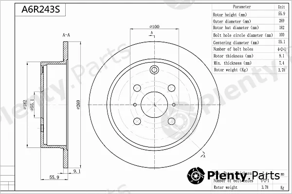 Aisin A6R243S — Brake Disc Premium ADVICS by AISIN