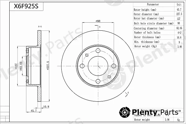 Aisin X6F925S — Brake Disc Premium ADVICS by AISIN