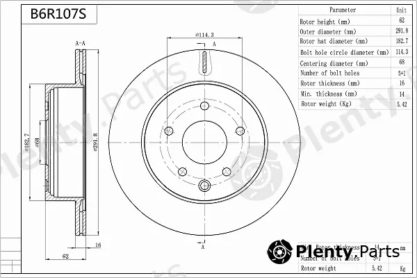 Aisin B6R107S — Brake Disc Premium ADVICS by AISIN