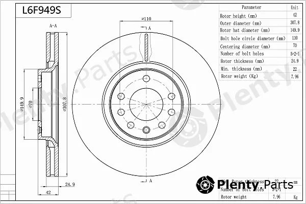 Aisin L6F949S — Brake Disc Premium ADVICS by AISIN